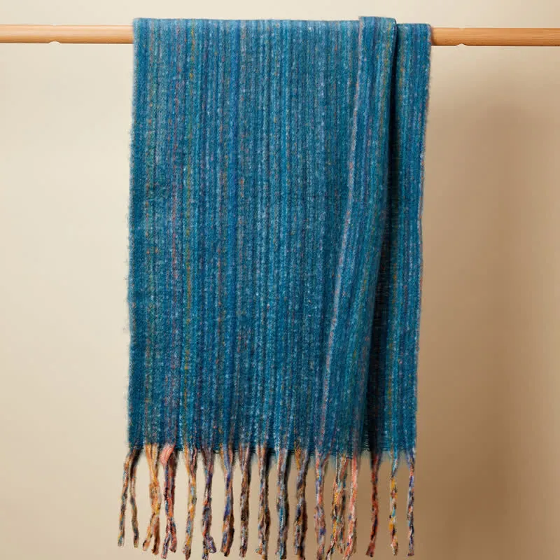 Unisex Bohemian Striped Multicoloured Fringe Scarf