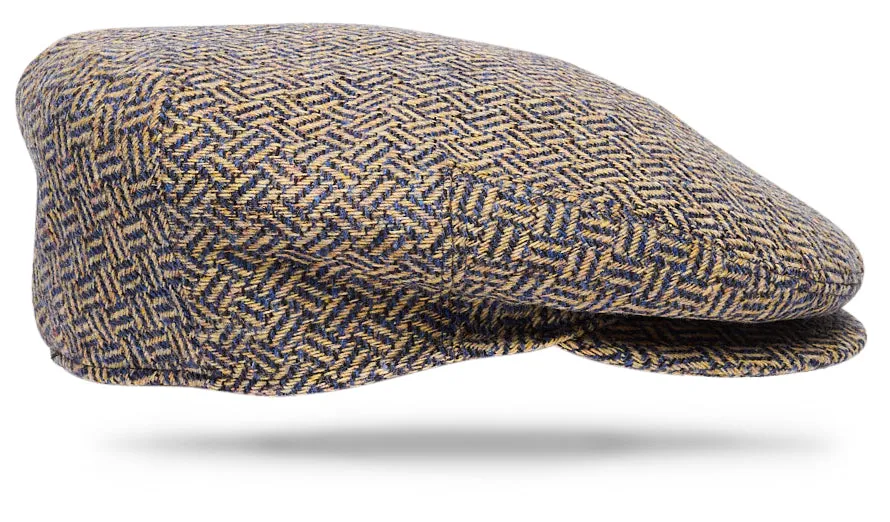 Wool Ivy Brown/Blue Herringbone cap