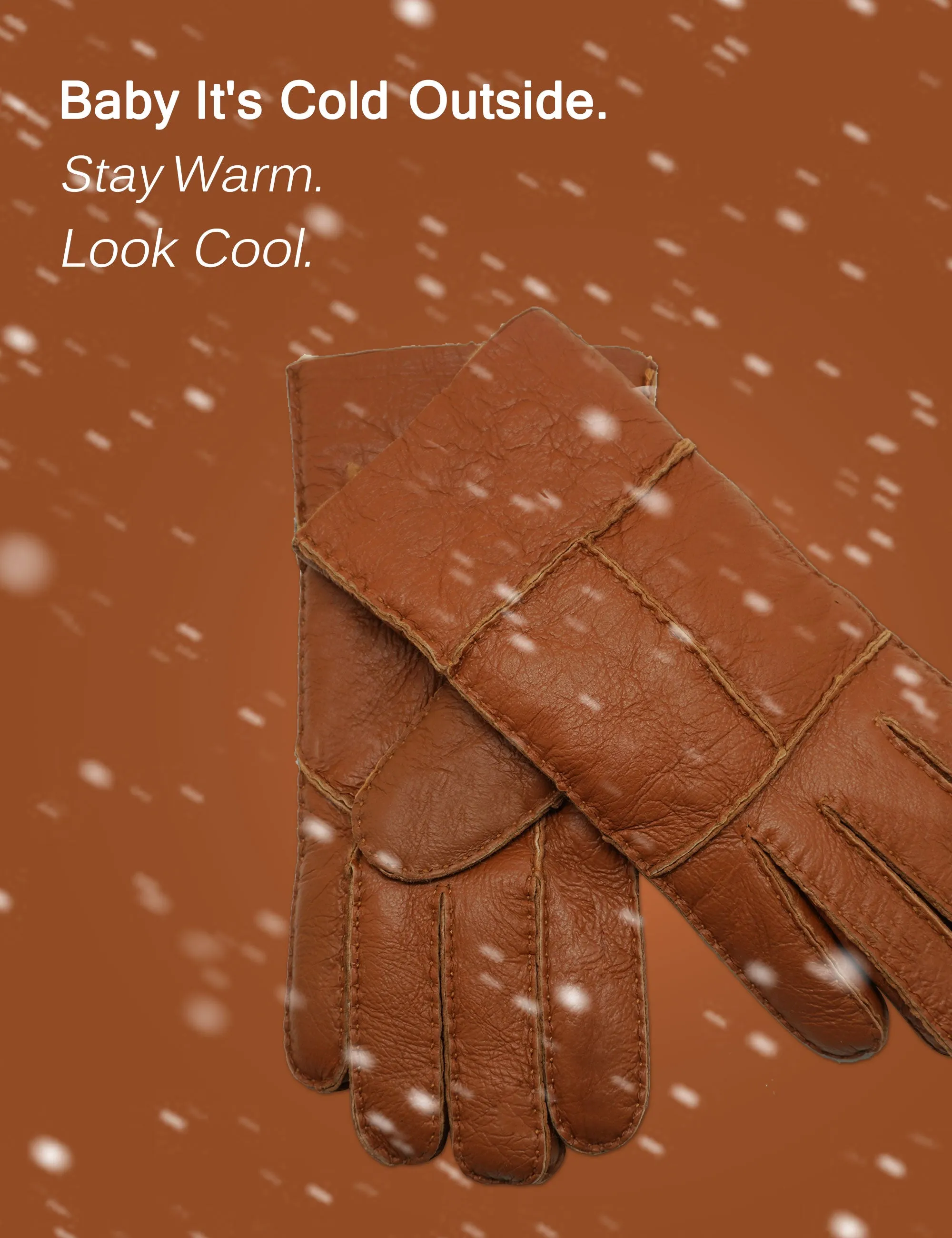 YISEVEN Men's Winter Sheepskin Shearling Leather Gloves