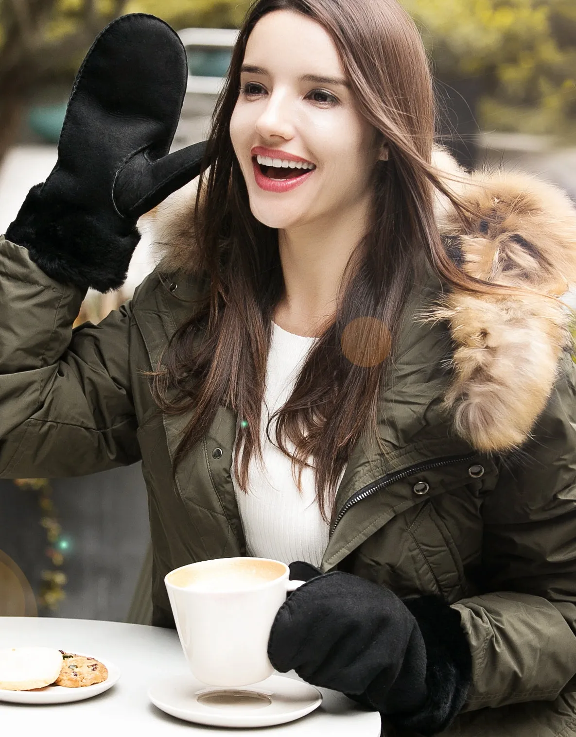 YISEVEN Women's  Winter Shearling Leather Gloves(Mittens)